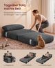 VASAGLE Faltbarer Schlafsessel aus Cord und Schaumstoff, Sofabett mit Kissen, 89 x 89 x 78 cm / 89 x 195 x 43 cm, Grau Bild 3