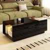 minimalistischer Couchtisch mit Stauraum, LED-Stimmungsbeleuchtung,105×50×35 cm, Schwarz,modernes Design, viel Stauraum Bild 3