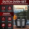 Dutch Oven 12 l mit Füßen – eingebrannt & sofort einsatzbereit, inkl. 2in1 Deckelheber, Reinigungsbürste, Rezeptbuch & Pflegeanleitung Bild 2