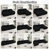 Flieks Modulares Cord Sofa 3-Sitzer mit 1x Hocker, Cloud Sofa rahmenlos, bodennah mit tiefer Sitzfläche, weich & bequem, rutschfest, Schwarz Bild 5