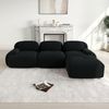 Flieks Modulares Cord Sofa 3-Sitzer mit 1x Hocker, Cloud Sofa rahmenlos, bodennah mit tiefer Sitzfläche, weich & bequem, rutschfest, Schwarz Bild 2