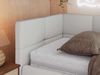 Jugendbett 90x200 ARVO Polsterbett mit Bettkasten, Stauraum & Gasdruckfeder, Modernes Design mit Kopfteil - Weiß Kunstleder - Links Seite Bild 4