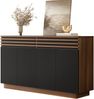 Modernes Sideboard 150 x 40 x 85 cm in brauner Holzoptik mit schwarzen Türen, 2 Schubladen & 4 Türen – Viel Stauraum, stilvolles Design für Wohnzimmer, Esszimmer & Küche Bild 2