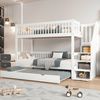 Etagenbett aus Kiefernholz und MDF mit Rollbett & Leiterschrank, 90x200/190 cm, Weiß, ohne Matratze Bild 2