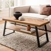 Couchtisch 100x40x41cm Fischgrätmuster Braun Metallgestell Ablage Modern Rechteckig Bild 2