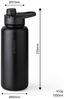 Vinsun Isolierflasche Edelstahl Trinkflasche 750ml Strohhalm - 2 Deckel Thermoflasche, BPA frei, doppelwandig, auslaufsicher, bruchsicher, geruchsneutral Bild 4