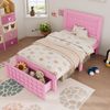 Kinderbett 90×200 cm mit Anti-Kollisionskanten und Schublade, rosa, ohne Matratze Bild 2