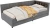 Daybett, 90x200cm, Tagesbett, Schlafsofa, Ablagefach am Bett, USB+Typ C, , Bett mit zwei Schubladen, Bett mit Lattenrost ohne Matratze, Leinen, Grau Bild 5