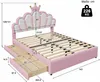 Prinzessinbett mit LED-Beleuchtung und Schubladen, 140x200cm, höhenverstellbarer Kopfteil, Mädchenbett, Polsterbett für Mädchen, Doppelbett Bild 5