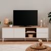 Calicosy 'ZAMOS' TV-Möbel mit 2 Türen und 2 Schubladen in Eichenholzoptik - L186 cm - Weiß Bild 2