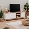Calicosy 'ZAMOS' TV-Möbel mit 2 Türen und 2 Schubladen in Eichenholzoptik - L186 cm - Weiß Bild 4