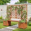 Merax Pflanzkübel, Pflanzgefäß mit Spalier als Rankhilfe, Blumenkübel mit viel Platz, Blumenkasten Pflanzenkasten, Braun Massivholz Tanne, Pflanzkübel mit Spalier und Sitz für Garten Hof Terrasse, Dunkelbraun Bild 2