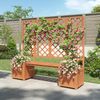 Merax Pflanzkübel, Pflanzgefäß mit Spalier als Rankhilfe, Blumenkübel mit viel Platz, Blumenkasten Pflanzenkasten, Braun Massivholz Tanne, Pflanzkübel mit Spalier und Sitz für Garten Hof Terrasse, Dunkelbraun Bild 5