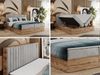 Boxspringbett mit dekorativem Kopfteil und zwei Bettkästen, Eiche Holzrahmen - ALBERO 4 - 180x200 cm - Hellgrau Velours - H4 Bild 2
