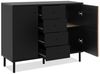 Calicosy Sideboard 2 Türen 4 Schubladen Schwarz und Holz B118 cm - MONZA - Helles Holz Bild 3
