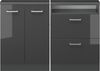 Küchenschrank für Dachschrägen R-Line Anthrazit Hochglanz 120 cm 2er Set Vicco Bild 4