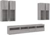 vidaXL 7-tlg. TV-Wohnwand mit LED-Leuchten Grau Sonoma 3216776 Bild 3