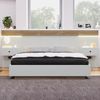 Merax Bettanlage Holzbett 140x200 Doppelbett mit 2 LED Nachtkommoden & 1 USB & 1 Type C & 1 Steckdose & Lattenrost Beige & Weiß Bild 5