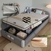 OKWISH Schlafsofa Kinderbett, Hydraulisches Polsterbett mit Stauraum, Erhöhter Weicher Zaun, Aufbewahrungstasche und Samtbezug 90x200cm, ohne Matratze Bild 3