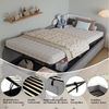 OKWISH Schlafsofa Kinderbett, Hydraulisches Polsterbett mit Stauraum, Erhöhter Weicher Zaun, Aufbewahrungstasche und Samtbezug 90x200cm, ohne Matratze Bild 2