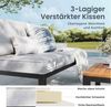 PHI VILLA Gartenlounge-Set, (Balkonmöbel Outdoor Ecksofa, Metall Gartenmöbel Set), Außen Gartensofa Wetterfest mit Couchtisch und Kissen, Beige-Grau Bild 2