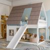 Flieks Etagenbett, Hausbett Kinderbett 140x200cm mit Dach, Fenster, Leiter und Rutsche Bild 2