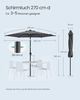 Songmics Sonnenschirm mit LED-Solar-Beleuchtung, ohne Ständer, Stahl / Polyester grau, Ø 270 cm Bild 5