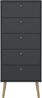 Dmora Kommode Yaounde, Mehrzweckkommode, Schlafzimmerkommode, Schrank mit Schubladen, 50x39 h120 cm, Grau Bild 5