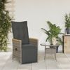 vidaXL Gartensessel Verstellbar mit Kissen Grau Poly Rattan 365665 Bild 3