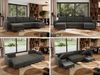 U-förmige Ecksofa, XXL Universalecke mit losen Kissen zum Wohnzimmer, Bettkästen und Schlaffunktion, schwarze Metallbeine - AXEL U - Dunkelgrau Velours Bild 2
