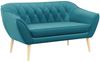 Sofa, Skandinavischer Stil, Holzbeine - PIRS - 2 Sitzer - Blau - Velours Bild 2