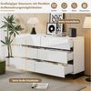 BlingBin Kommode Wohnzimmer Sideboard Esszimmerschrank (Beistellschrank, 1 St, 140 x 39.5 x 78.5 cm Schubladenkommode), Wohnzimmerschrank mit 6 Schubladen,Schrank mit 3 Metallbeinen,Weiß Bild 2