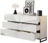 BlingBin Kommode Wohnzimmer Sideboard Esszimmerschrank (Beistellschrank, 1 St, 140 x 39.5 x 78.5 cm Schubladenkommode), Wohnzimmerschrank mit 6 Schubladen,Schrank mit 3 Metallbeinen,Weiß Bild 4