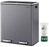 SONGMICS Mülleimer, 2 x 30 Liter, 2 Fächer, Mülltrennsystem, Treteimer, Abfalleimer Küche, 15 Müllsäcke, Metall, Inneneimer aus Kunststoff, Klappdeckel, Softclose, luftdicht, schiefergrau Bild 2