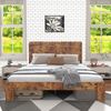 Bettgestell aus MDF und Metall mit Eisenlattenrost, 140x200 cm, Braun, ohne Matratze Bild 3