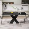 OKWISH Esstisch Esszimmertische, Tisch (Ausziehbarer Rechteck-Wohnzimmertisch 120-160 cm), Marmor-Tischplatte mit Druck, X-förmige MDF-Tischbeine und Metallbasis Bild 5