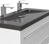Badmöbel Granit India Black Damo 100 cm 2 Hahnlöcher SoftClose weiß hochglanz : Weiss hochglanz Bild 5