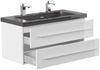 Badmöbel Granit India Black Damo 100 cm 2 Hahnlöcher SoftClose weiß hochglanz : Weiss hochglanz Bild 4