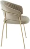 Vente-unique - MADOLIA Stuhl SamtStoff Beige - B 55 cm x H 81 cm x L 55 cm Bild 4