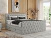 Boxspringbett, Doppelbett mit Fußteil, Multipocket-Matratzen und Topper, gestepptes Kopfteil und Front - MIREN KING DUO - 180 x 200 cm - Hellgrau Stoff - H3 Bild 1