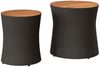 2 pcs Gartentische, Beistelltische mit Holzplatte Schwarz Poly Rattan Bild 2