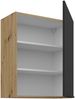 Küchen Hängeschrank 60 cm ARIA Schwarz ultra matt + Eiche Artisan matt, hochwertige Fronten mit Anti Fingerprint Beschichtung Küchenzeile Küchenblock Bild 3