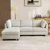 Modernes Design, Polstermöbel, Sofa, Dreisitzer-Sofa, Wohnzimmersofa, Ecksofa mit Fußhocker, L-förmiges Ecksofa, Beige Bild 4