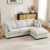 Modernes Design, Polstermöbel, Sofa, Dreisitzer-Sofa, Wohnzimmersofa, Ecksofa mit Fußhocker, L-förmiges Ecksofa, Beige Bild 3
