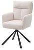 Massivart® 4-Fußstuhl Armehnstuhl SOFIA beige hell / Cordbezug / Drehstuhl, 360 ° Grad drehbar / mit Nivellierung / Metallgestell schwarz Bild 4