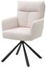 Massivart® 4-Fußstuhl Armehnstuhl SOFIA beige hell / Cordbezug / Drehstuhl, 360 ° Grad drehbar / mit Nivellierung / Metallgestell schwarz Bild 5