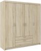 Elena 4-türig Kleiderschrank Drehtürenschrank Wäscheschrank Schrank Sonoma Eiche Bild 4