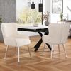 Merax Samt-Esszimmerstuhl, 2er-Set, luxuriös, Wohnzimmer, Schlafzimmer, Lounge-Stuhl mit vier Silberne Metallstützbeinen, Mit Armlehnen und verstellbaren Füßen, Lendenwirbelstütze, Beige+Silber Bild 2