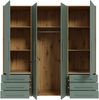 Forte MOKKARIS Kleiderschrank 200 210, 4-türig, 6 Schubladen, Einglegeböden, Kleiderstange, Holzwerkstoff, Salbei/Artisan Eiche Holzdekor, 205,9 cm breit x 200 cm hoch x 53 cm tief Bild 4