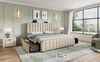 Polsterbett 160×200 cm mit 4 Schubladen, USB/Typ-C im Kopfteil, Leinen Beige Bild 3